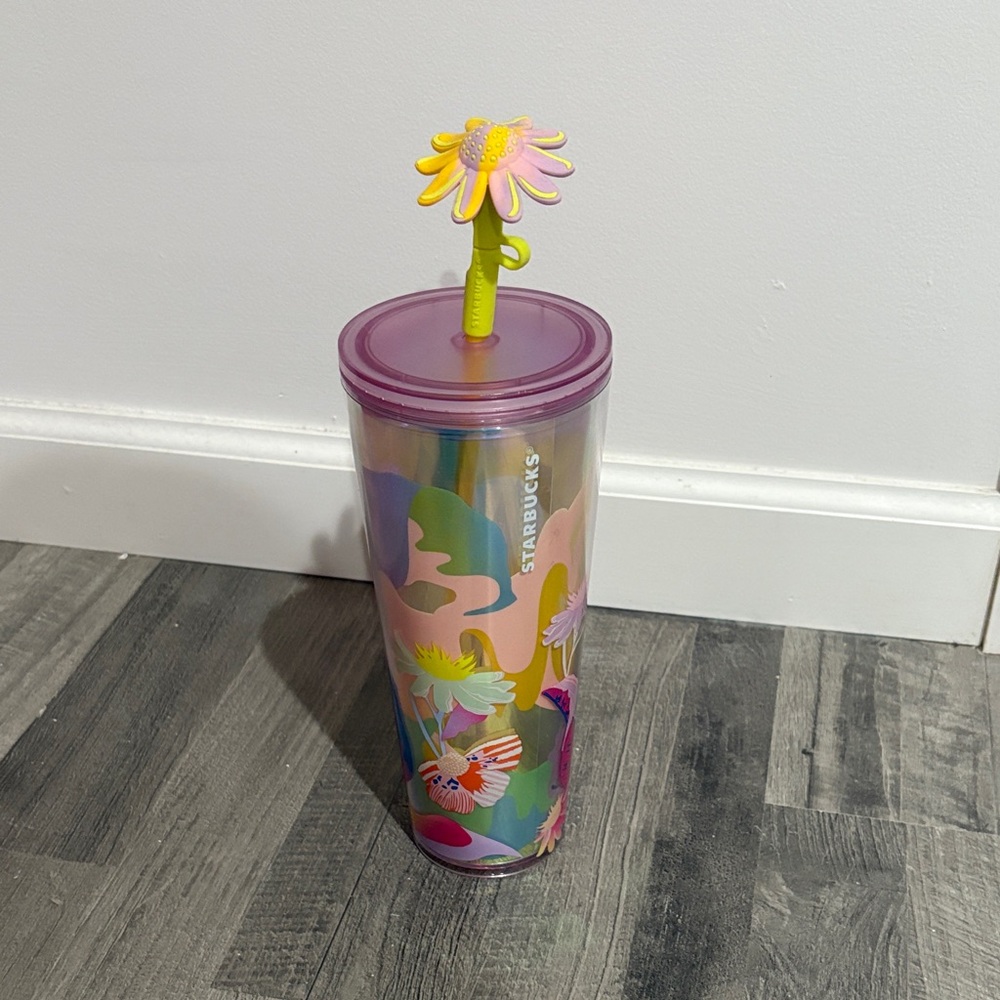 Starbucks Flower Field With Flower Straw Topper, 24 oz Tumbler